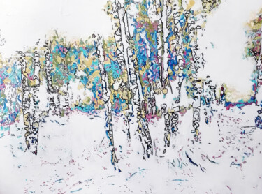 Peinture intitulée "Luce nel bosco" par Cinzia Busto, Œuvre d'art originale, Huile Monté sur Châssis en bois