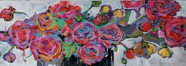 Картина под названием "Fiori transgenici" - Cinzia Busto, Подлинное произведение искусства, Масло Установлен на Деревянная р…