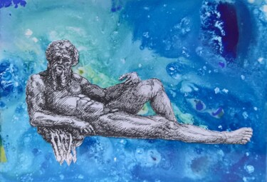 Картина под названием "aquarius" - Cinzia Lo Russo, Подлинное произведение искусства, Темпера Установлен на Деревянная рама…