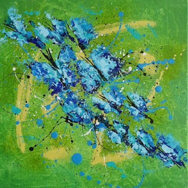 Painting titled "BLUE BUTTERFLIES" by Cinzia Mancini, Original Artwork, Acrylic