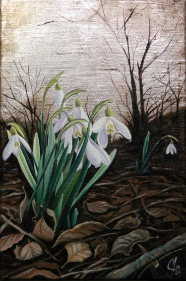 Painting titled "Spring" by Cinzia Marotta, Original Artwork, Oil Mounted on Wood Stretcher frame