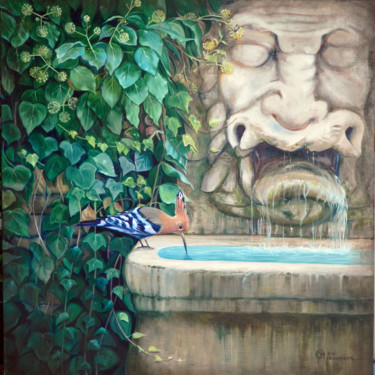 Painting titled "Big Mask Fountain" by Cinzia Marotta, Original Artwork, Oil