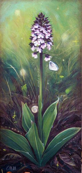 Painting titled "Orchis Purpurea 2021" by Cinzia Marotta, Original Artwork, Oil