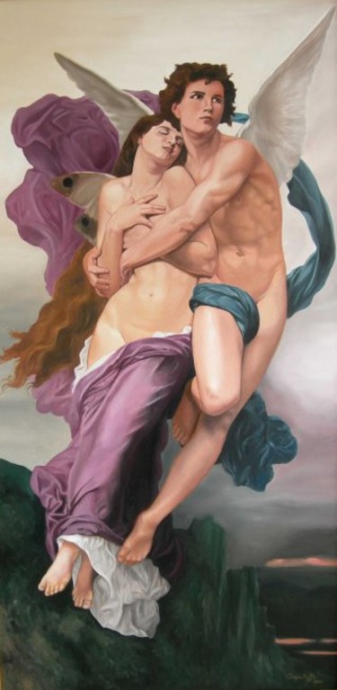 Pittura intitolato "Amore e Psiche" da Cinzia Raffo, Opera d'arte originale, Olio