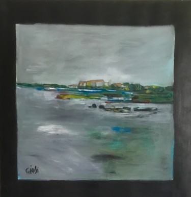 Картина под названием "lagune" - Nicole Ciosi, Подлинное произведение искусства, Масло