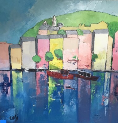 Pintura titulada "Au port" por Nicole Ciosi, Obra de arte original, Oleo
