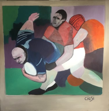 Schilderij getiteld "Rugby" door Nicole Ciosi, Origineel Kunstwerk, Olie