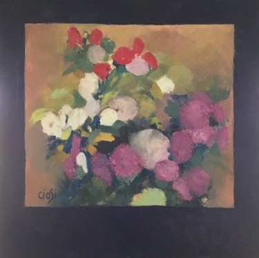Painting titled "Impression Florale" by Nicole Ciosi, Original Artwork, Oil