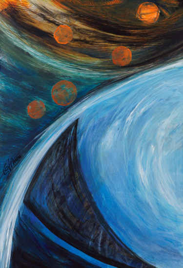 Schilderij getiteld "Stellaire - Stellar" door Ciprian-Florin Stancu, Origineel Kunstwerk, Acryl Gemonteerd op Houten paneel