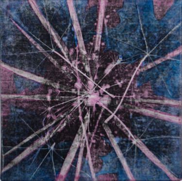 Painting titled "Génie génartique 50" by Artist-E, Original Artwork, Monotype Mounted on Wood Stretcher frame