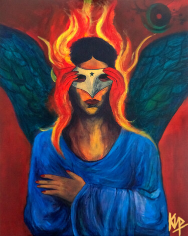 Painting titled "ARCHANGEL OF TEMPER…" by Ciro Ayala (KIR), Original Artwork, Acrylic Mounted on Wood Stretcher frame