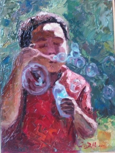 Pittura intitolato "bolle di sapone" da Ciro Dalessio, Opera d'arte originale