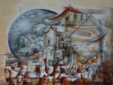 Peinture intitulée "REFLEXION INTERROGA…" par Viviane Aubouy, Œuvre d'art originale, Huile