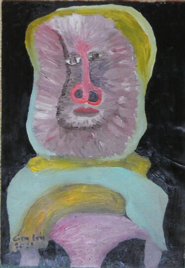Peinture intitulée "Baboon" par Ciru Ivy, Œuvre d'art originale, Huile