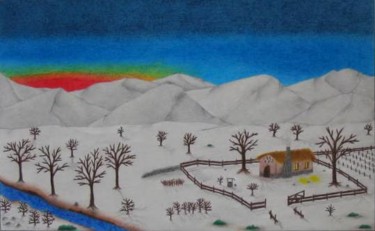 Disegno intitolato "Fattoria tra le nevi" da Cizzart, Opera d'arte originale, Altro