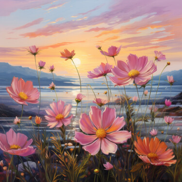Arte digital titulada "A Sunset Serenade o…" por Cj Whitehead, Obra de arte original, Pintura Digital