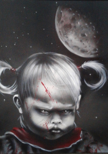 Painting titled "night-thinking-day-…" by Arkis, Original Artwork, Spray paint