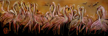 Pittura intitolato "FLAMINGO DANCE" da Cj Arts, Opera d'arte originale, Acrilico