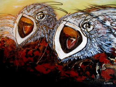 Painting titled "THE BIRDS" by Cj Arts, Original Artwork, Acrylic
