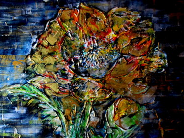 Painting titled "WILD POPPY FLOWER" by Cj Arts, Original Artwork, Acrylic