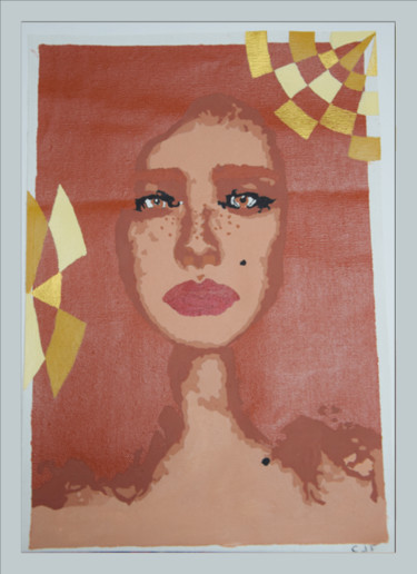 Peinture intitulée ""portrait femme 1"" par Cjf J0oe Crea, Œuvre d'art originale, Acrylique