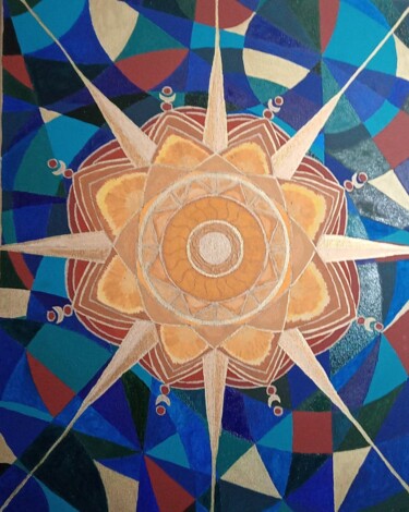 Peinture intitulée ""Soleil d'Égypte 1"" par Cjf J0oe Crea, Œuvre d'art originale, Huile Monté sur Châssis en bois