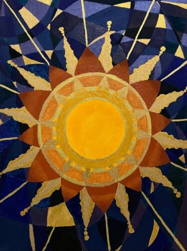 Pittura intitolato ""soleil 2"" da Cjf J0oe Crea, Opera d'arte originale, Olio Montato su Telaio per barella in legno
