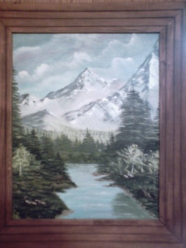 Painting titled "Mountian Oil" by Cj James, Original Artwork, Oil