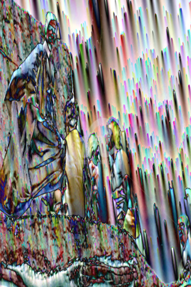 Arts numériques intitulée "aux pieds du maître" par Cj Perin, Œuvre d'art originale, Peinture numérique