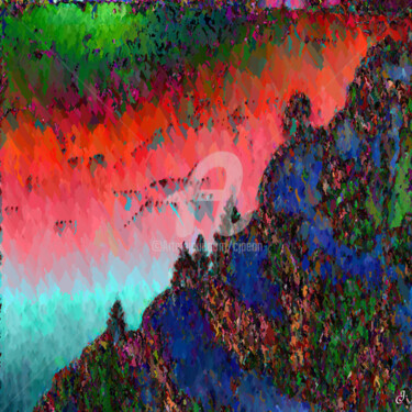 Digital Arts titled "Mont bleu" by Cj Perin, Original Artwork, Digital Painting