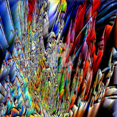 Arts numériques intitulée "Géode polychrome" par Cj Perin, Œuvre d'art originale, Peinture numérique