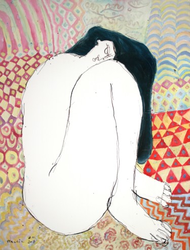 Painting titled "Nude (Dreaming at n…" by Jiri Havlik, Original Artwork, Acrylic