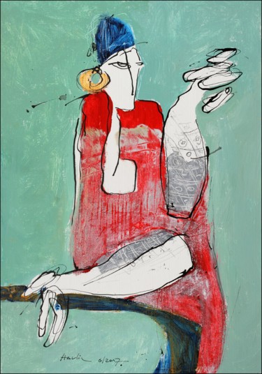 Malerei mit dem Titel "My Lady M." von Jiri Havlik, Original-Kunstwerk, Acryl