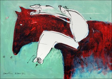 Pintura titulada "My red horse" por Jiri Havlik, Obra de arte original, Acrílico