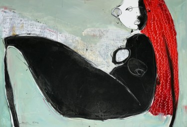 Peinture intitulée "Olivia with red hair" par Jiri Havlik, Œuvre d'art originale, Acrylique