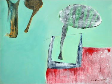 Malerei mit dem Titel "Under the green sky" von Jiri Havlik, Original-Kunstwerk, Acryl