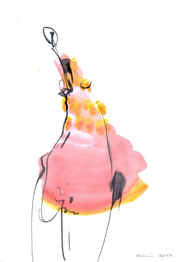 Dessin intitulée "Pink Summer" par Jiri Havlik, Œuvre d'art originale, Encre