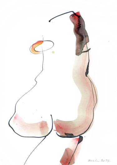 Dessin intitulée "Nude" par Jiri Havlik, Œuvre d'art originale, Encre