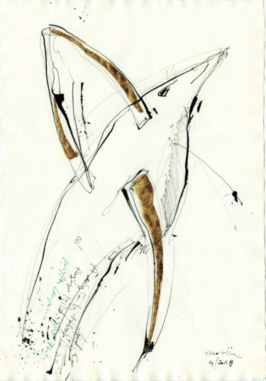 Drawing titled "A Bird" by Jiri Havlik, Original Artwork, Ink