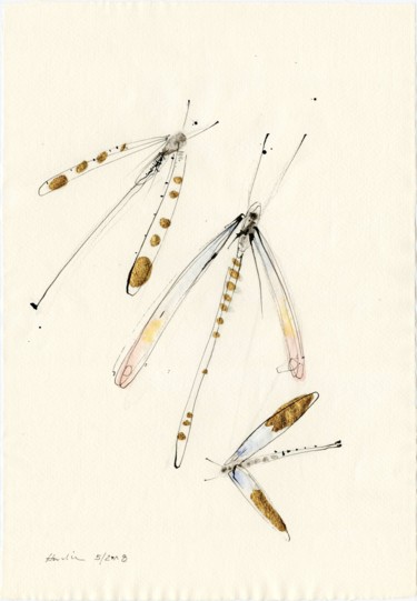 Drawing titled "Dragonflies" by Jiri Havlik, Original Artwork, Ink
