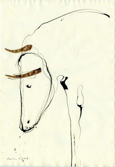 Dessin intitulée "The Bull II." par Jiri Havlik, Œuvre d'art originale, Encre