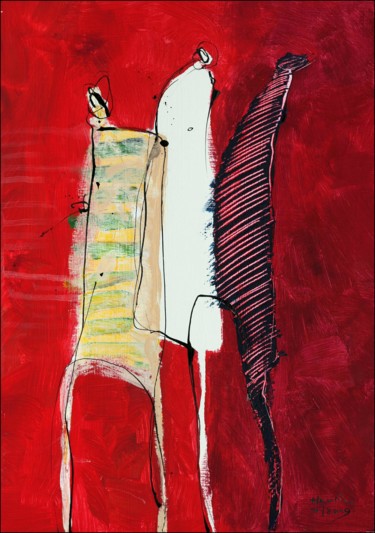 Картина под названием "Red Evening" - Jiri Havlik, Подлинное произведение искусства, Акрил