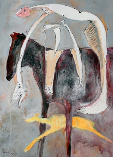 Peinture intitulée "Yellow Dog  II." par Jiri Havlik, Œuvre d'art originale, Acrylique