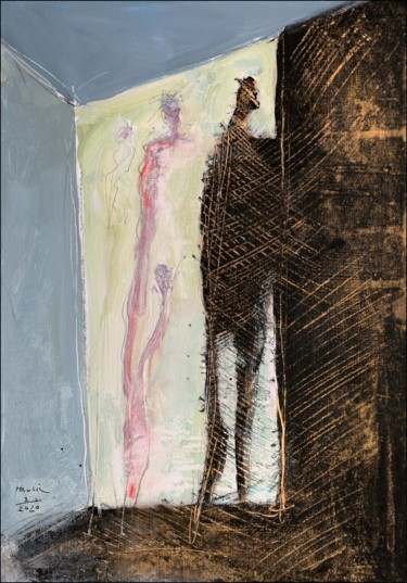 Картина под названием "At the Door" - Jiri Havlik, Подлинное произведение искусства, Акрил
