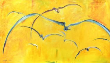 Schilderij getiteld "Birds" door Jiri Havlik, Origineel Kunstwerk, Acryl