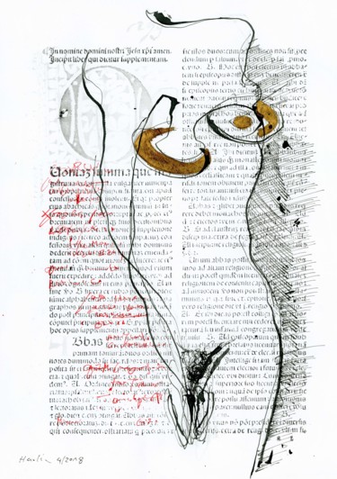 Tekening getiteld "Her Letter II." door Jiri Havlik, Origineel Kunstwerk, Inkt