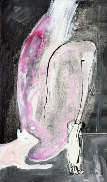 Картина под названием "White Dog" - Jiri Havlik, Подлинное произведение искусства, Акрил