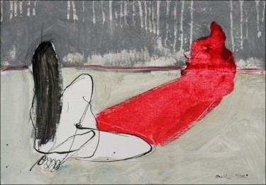 「Red Shadow」というタイトルの絵画 Jiri Havlikによって, オリジナルのアートワーク, アクリル