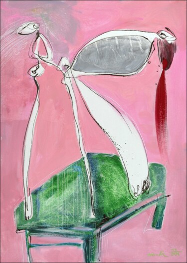 Schilderij getiteld "A Young Woman With…" door Jiri Havlik, Origineel Kunstwerk, Acryl