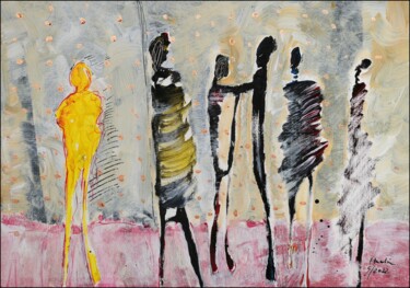 Malerei mit dem Titel "Yellow Friend" von Jiri Havlik, Original-Kunstwerk, Acryl